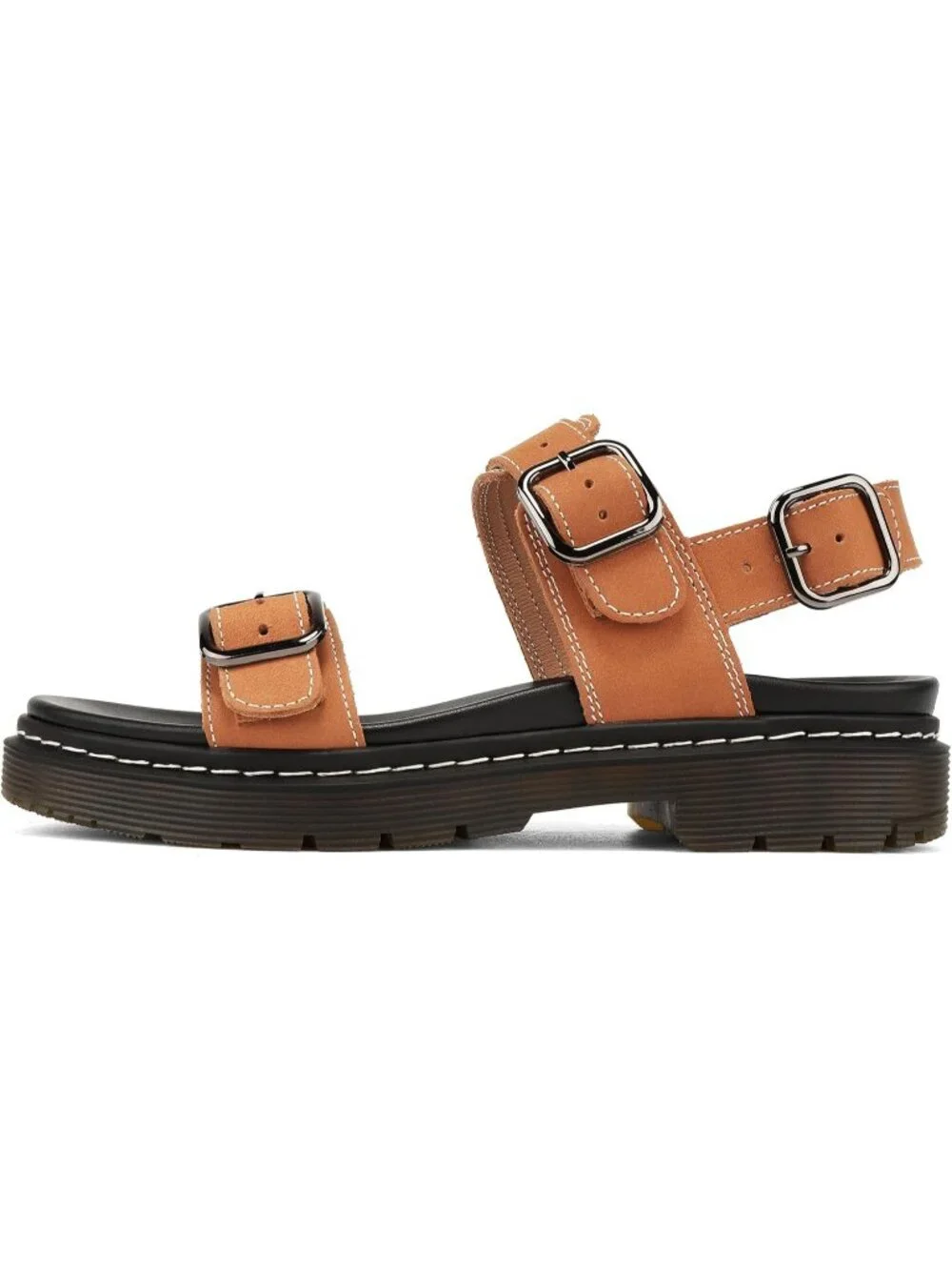Women's Tan Adjustable Double Strap Cute Chunky Footbed Platform Sandal Shoes